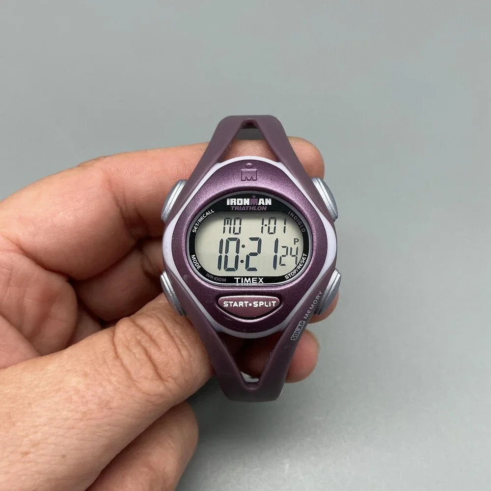 Timex Ironman Triathlon Women Watch 34mm Gray Digital Purple Indiglo New Battery